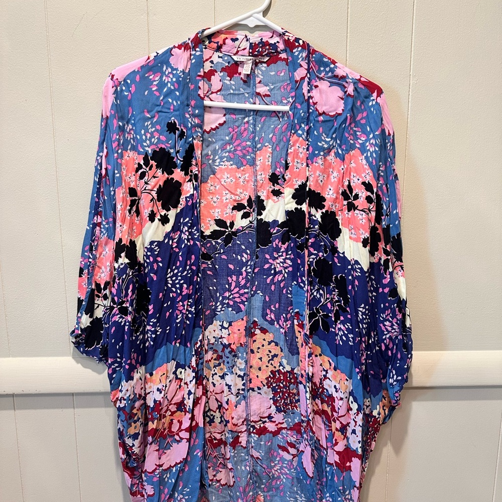 Victoria's Secret Pink and Blue Oversized Graphic Blouse
